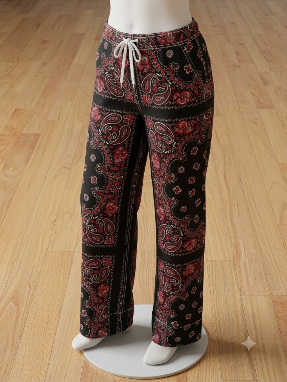 NWT ALEXANDER WANG PRINTED BANDANA SILK TROUSER WITH CONTRAST TOPSTITCH